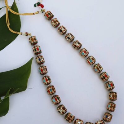 Gold Plated Handcrafted Jadau Bead Contemporary Necklace