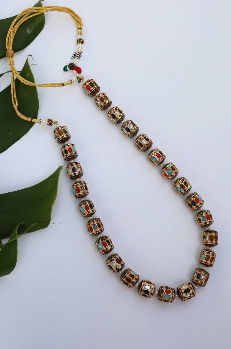 Gold Plated Handcrafted Jadau Bead Contemporary Necklace
