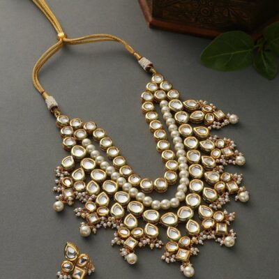 Gold Plated Kundan Stone Choker Necklace Set