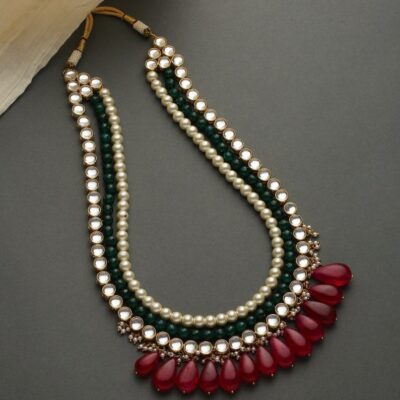 Gold Plated Kundan Layered Necklace