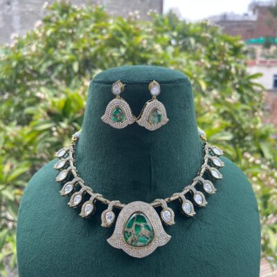 Emerald Polki Necklace LUXURY Amrapali Inspired Green Kundan Necklace