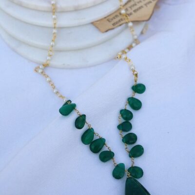 Green Stone Pearl Necklace