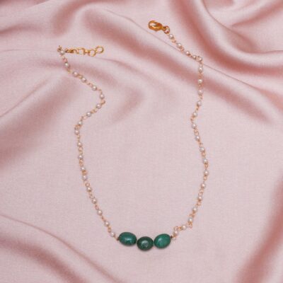 Pearl With Green Beads Necklace