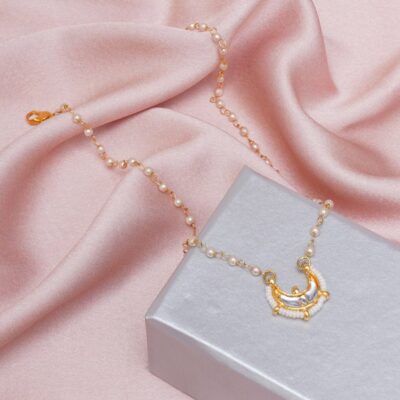 Gold Plated Moon Kundan Pearl Necklace