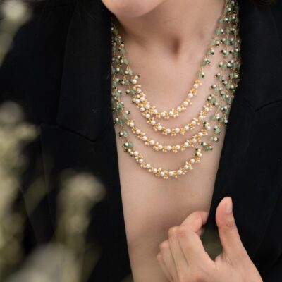 Mint Green Beaded Layered Necklace