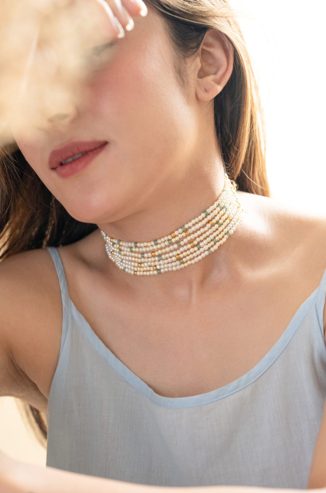 White Pearl Choker Necklace - Image 4