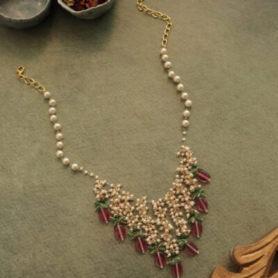 Handmade Peral Necklace With Pink Beads