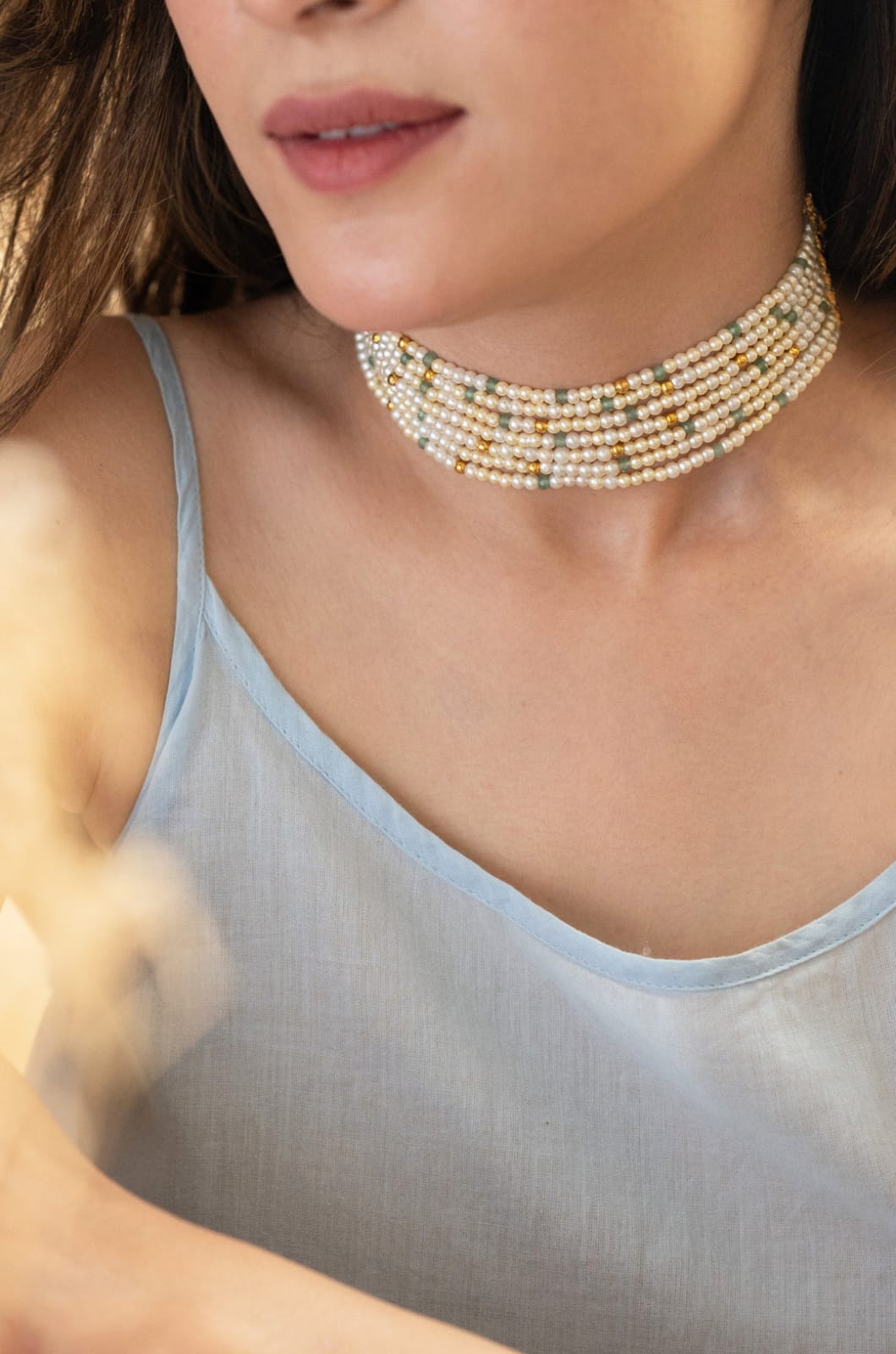 White Pearl Choker Necklace - Image 3