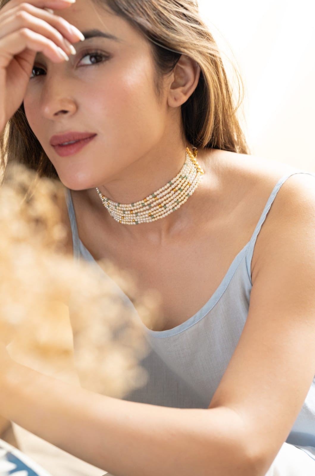 White Pearl Choker Necklace - Image 2