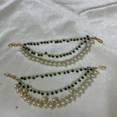 Gold Finish Kundan Polki Ear Chain