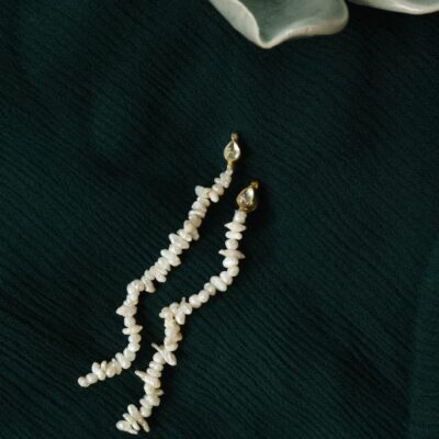 White Pearl Embellished Earrings