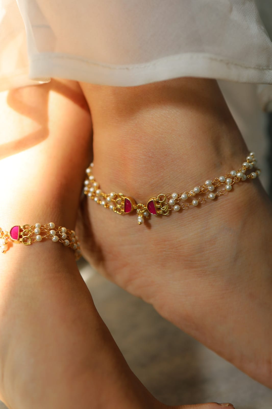 Red Kundan Anklets - Image 3