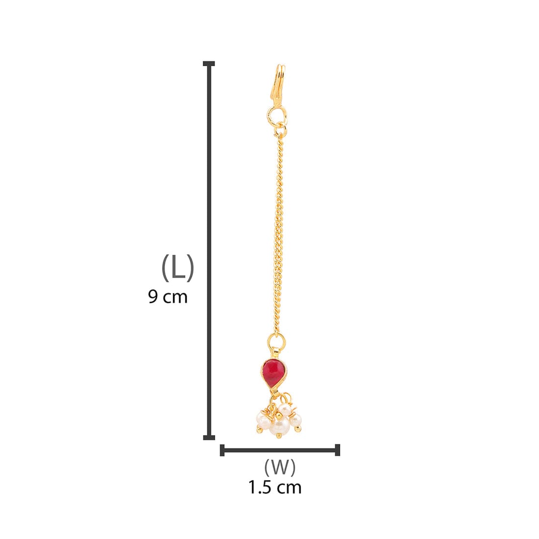 Red Kundan Maang tika For Kids - Image 5