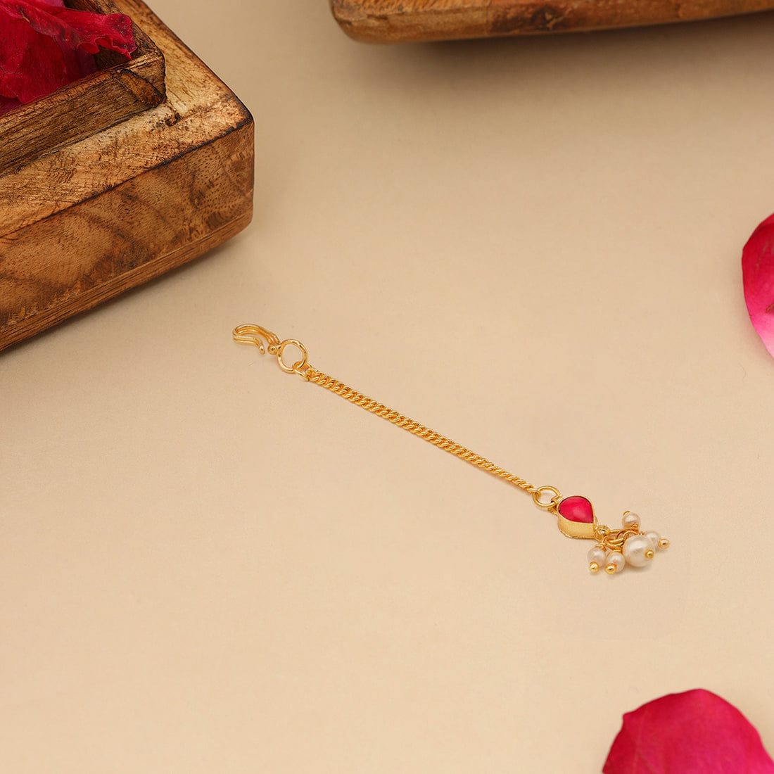 Red Kundan Maang tika For Kids