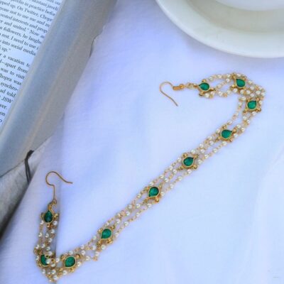 Gold Finish Pearls & Kundan Headband