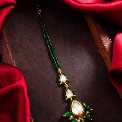 Gold Plated Kundan Studded Maang Tikka