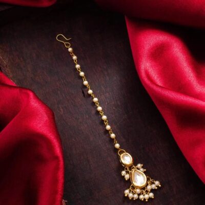 Gold Plated Kundan Studded Maang Tikka