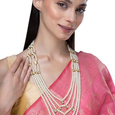 Long Kundan Pearl Necklace