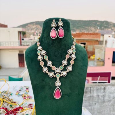 Premium Polki 2 Layer Choker Set