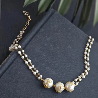 Gold-Plated Beaded Choker Necklace