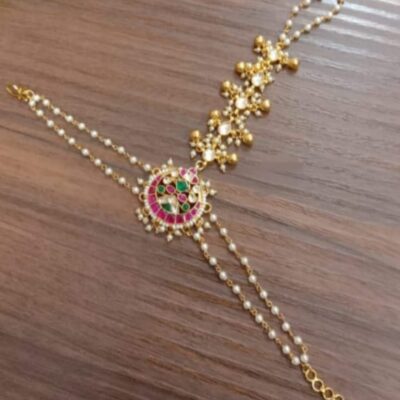 Gold Tone Adjustable Kundan Hathphool (Pack Of 2)