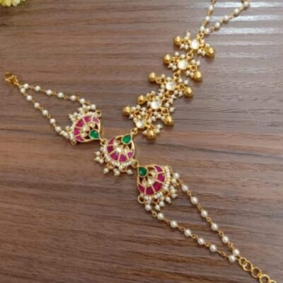 Gold Tone Adjustable Kundan Hathphool (Pack Of 2)