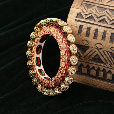 Beautiful Rajwadi Jadau Kundan Bangle Kada (Copy)