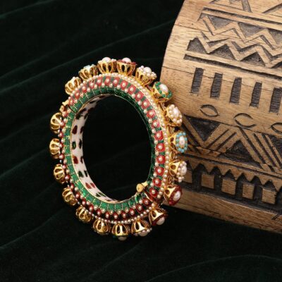 Beautiful Rajwadi Jadau Kundan Bangle Kada (Copy)