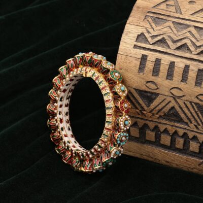 Beautiful Rajwadi Jadau Kundan Bangle Kada (Copy)