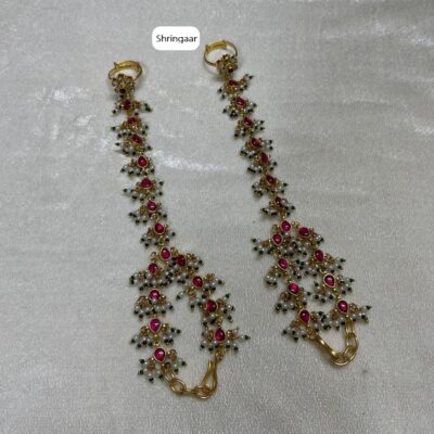 Gold Tone Adjustable Kundan Hathphool (Pack Of 2)
