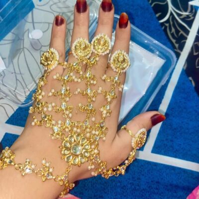 Gold Tone Adjustable Kundan Hathphool (Pack Of 2)