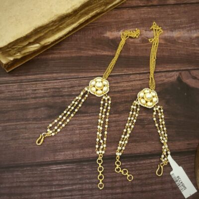 Gold Tone Adjustable Kundan Hathphool (Pack Of 2)