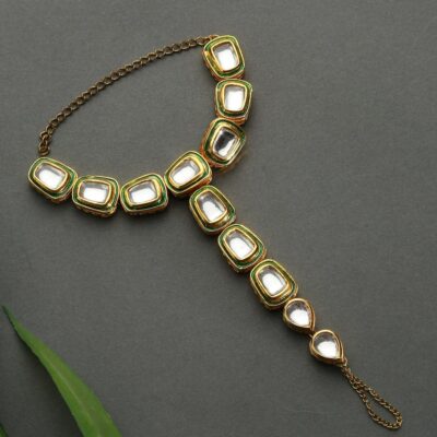 Gold Plated Crystals Kundan Hathphool (Pack Of 2)