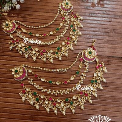 Pachhi Kundan Earchains