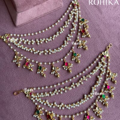 Pachhi kundan heavy earchains