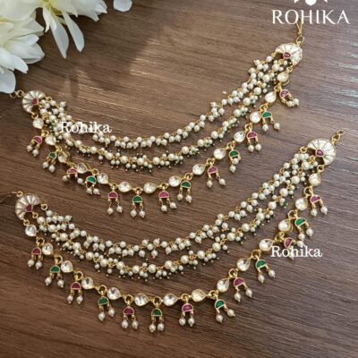 Pachhi Kundan Earchains