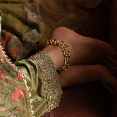 Pearl Kundan Anklets with Ghunghru