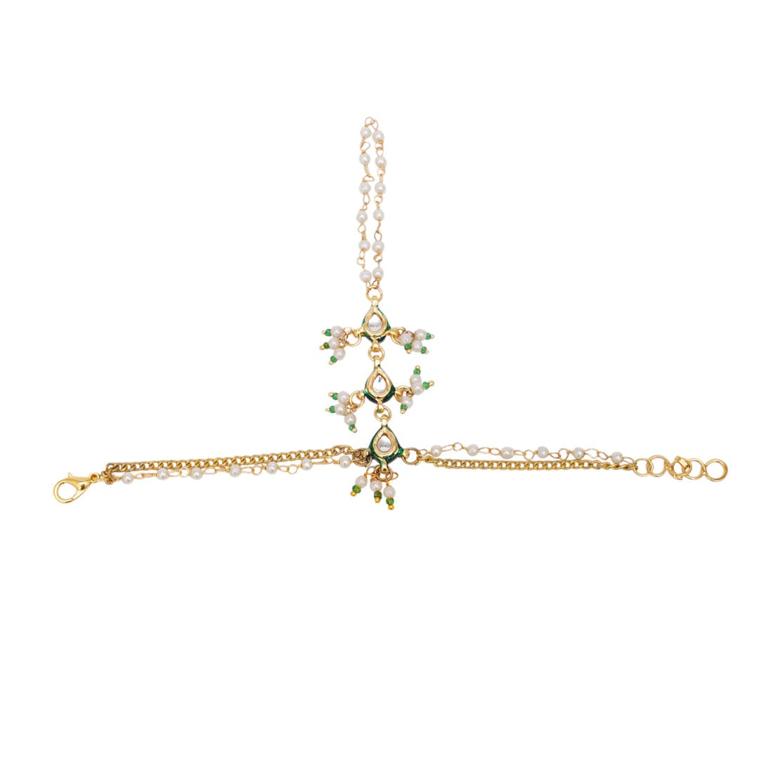 Gold Tone Adjustable Kundan Hathphool (Pack Of 2) - Image 4