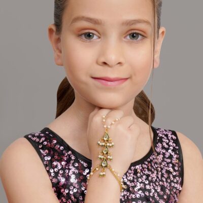 Gold Tone Adjustable Kundan Hathphool (Pack Of 2)