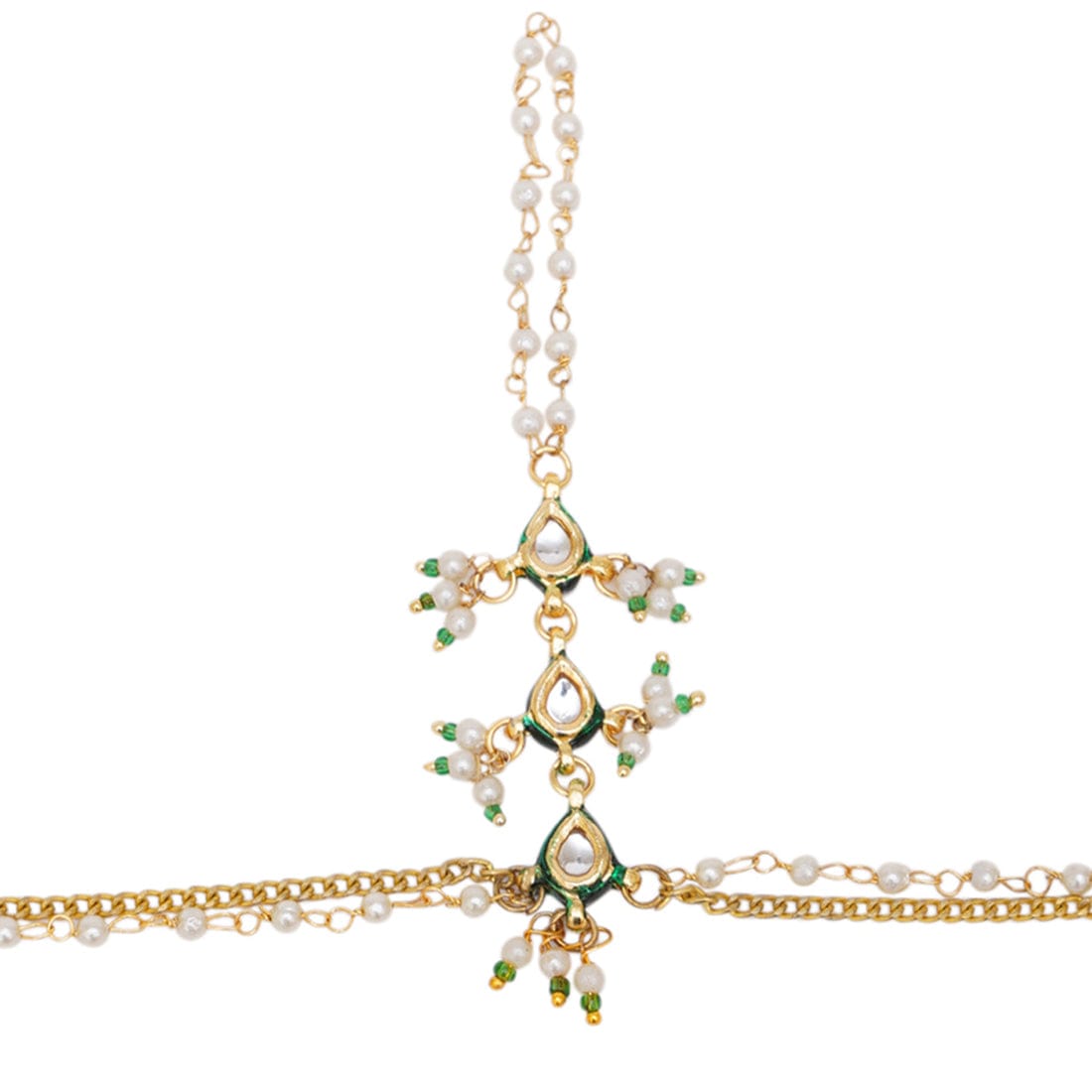 Gold Tone Adjustable Kundan Hathphool (Pack Of 2) - Image 3