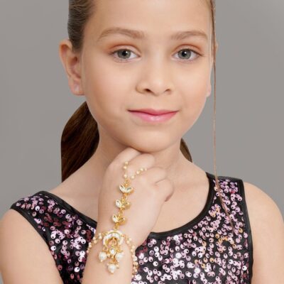 Gold Tone Adjustable Kundan Hathphool (Pack Of 2)