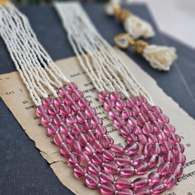 Beaded Layered Necklace & Earrings: Indian Wedding Jewelry