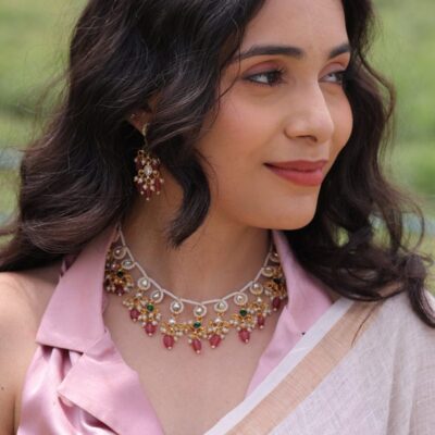 Kundan Studded & Beaded Necklace and Earrings