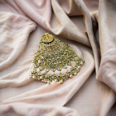 Gold Plated Green Emerald Kundan Passa Bridal Jhoomar Jewellery