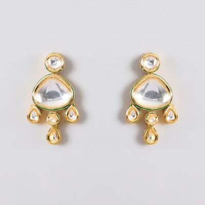 Gold Finish Kundan Stone Earrings