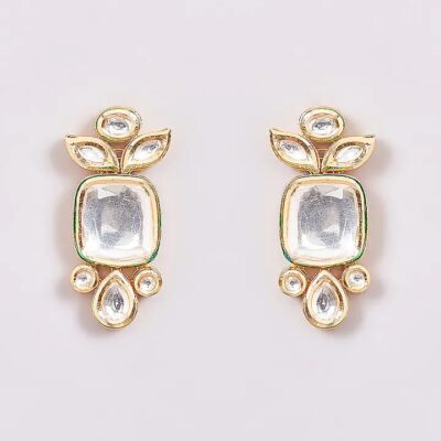 Gold Finish Kundan Stone Earrings