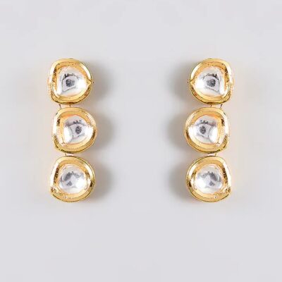 Gold Finish Kundan Stone Earrings