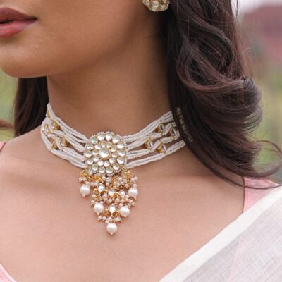 Graceful Pachi Kundan Pearl Necklace Set