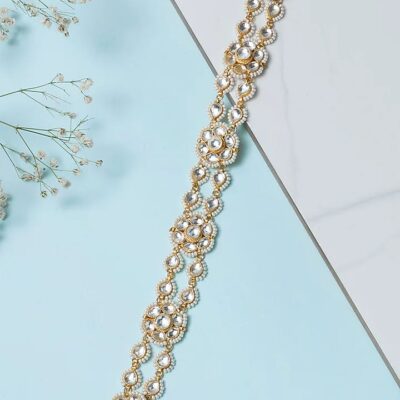 Gold Finish Kundan Polki Sheeshphool