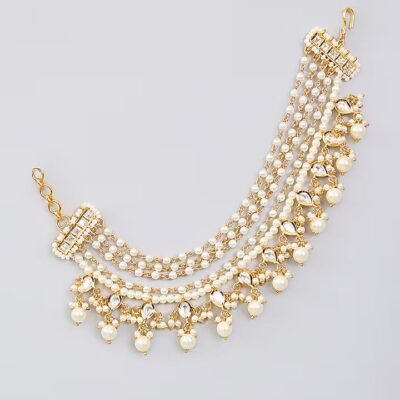 Gold Finish Kundan Polki Earchains (Pack Of 2)